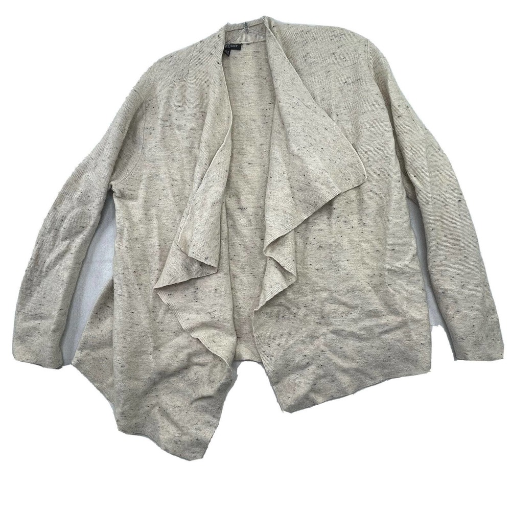 Eileen Fisher Organic Cotton & Wool Womens Size Large Petite Open Front Sweater‎